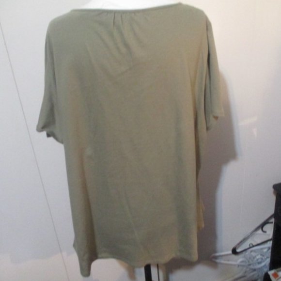 Rib Shoulder Billow Sleeve Scoop Neck T Shirt - Picture 6 of 7